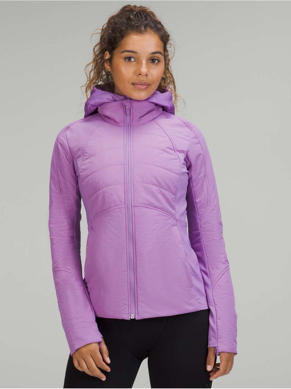lululemon Size 14 Another Mile Jacket Purple Blossom Light Hooded Running Puffer